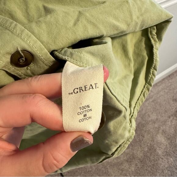 THE GREAT. Green cotton Button Front Top Jacket Medium 2 - Picture 5 of 11
